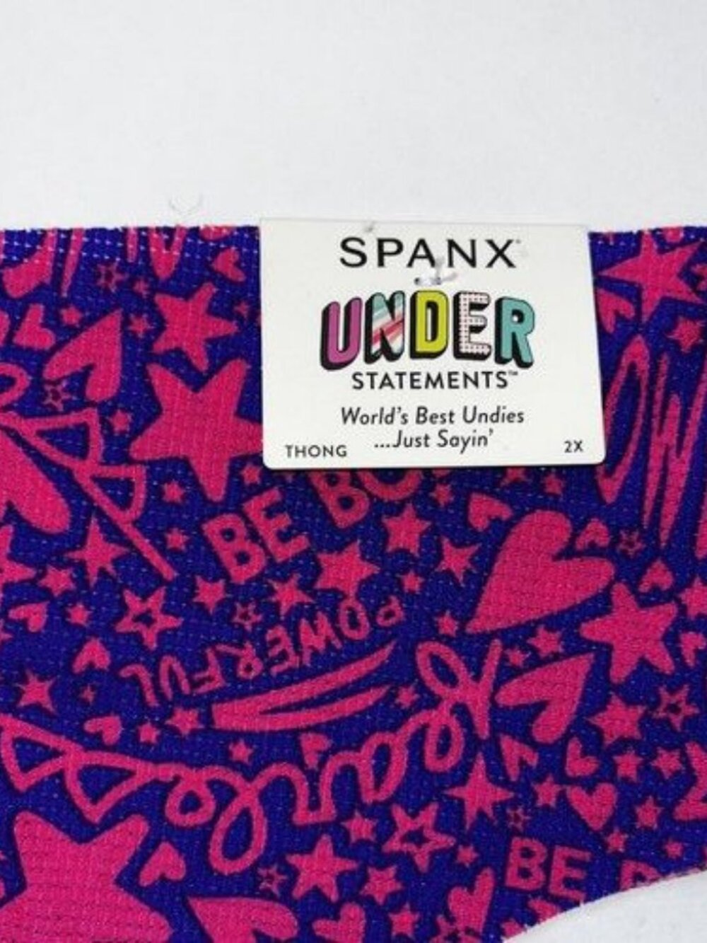 SPANX Vibrant Purple Thong with Pink Graphics - Picture 3 of 10
